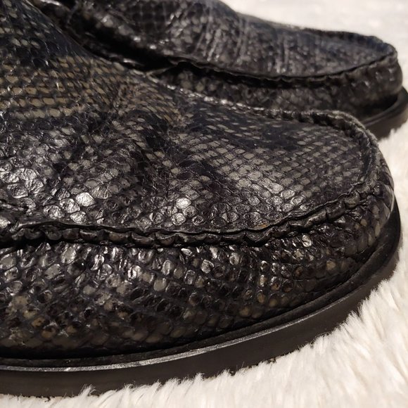 Echt Leder Vrai Cuir Snakeskin Womens Grey Made in Italy Loafers 40 - Picture 9 of 15